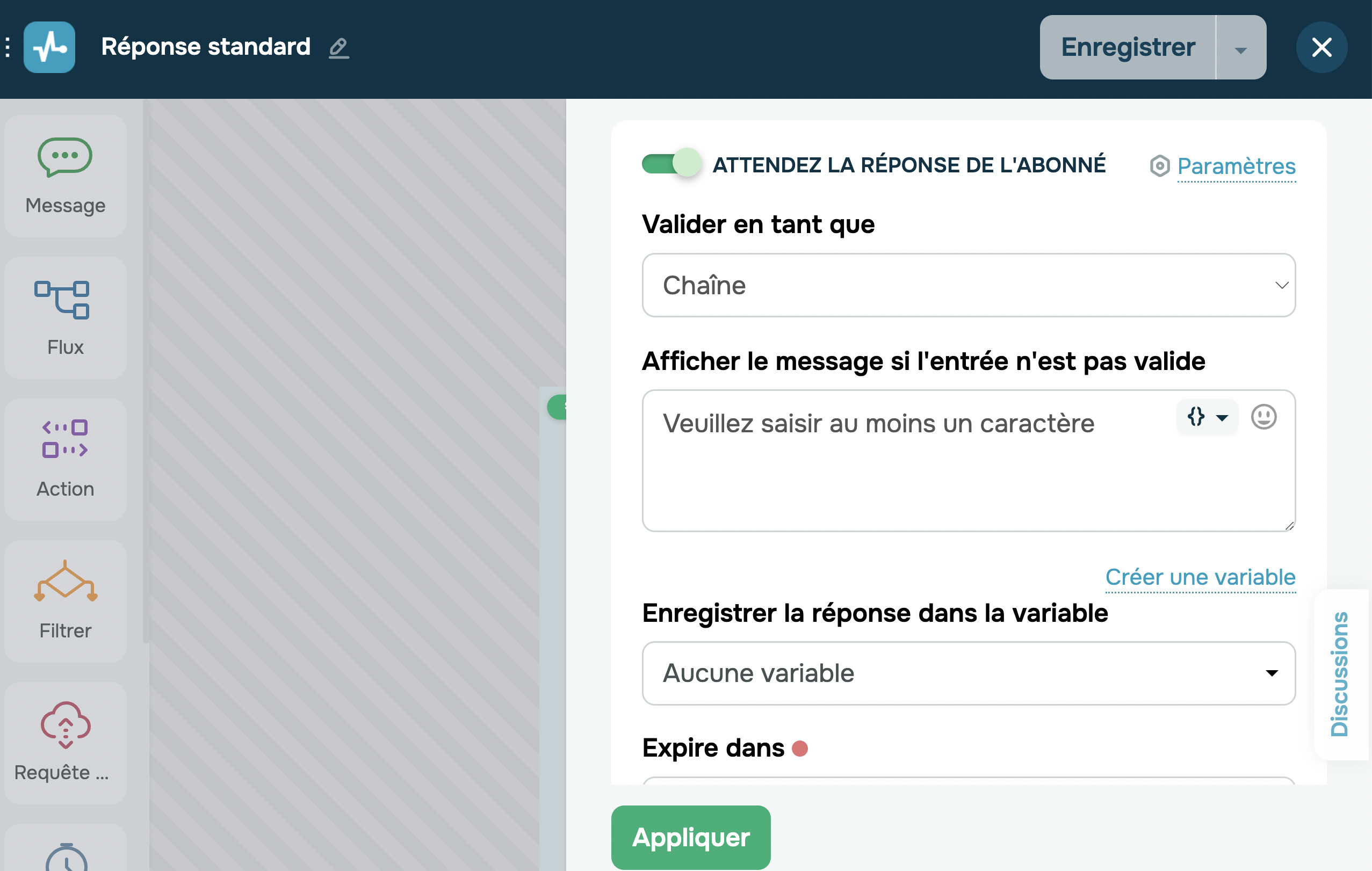 Configuration de l'option « Saisie utilisateur » Configuration de l'option « Saisie utilisateur »