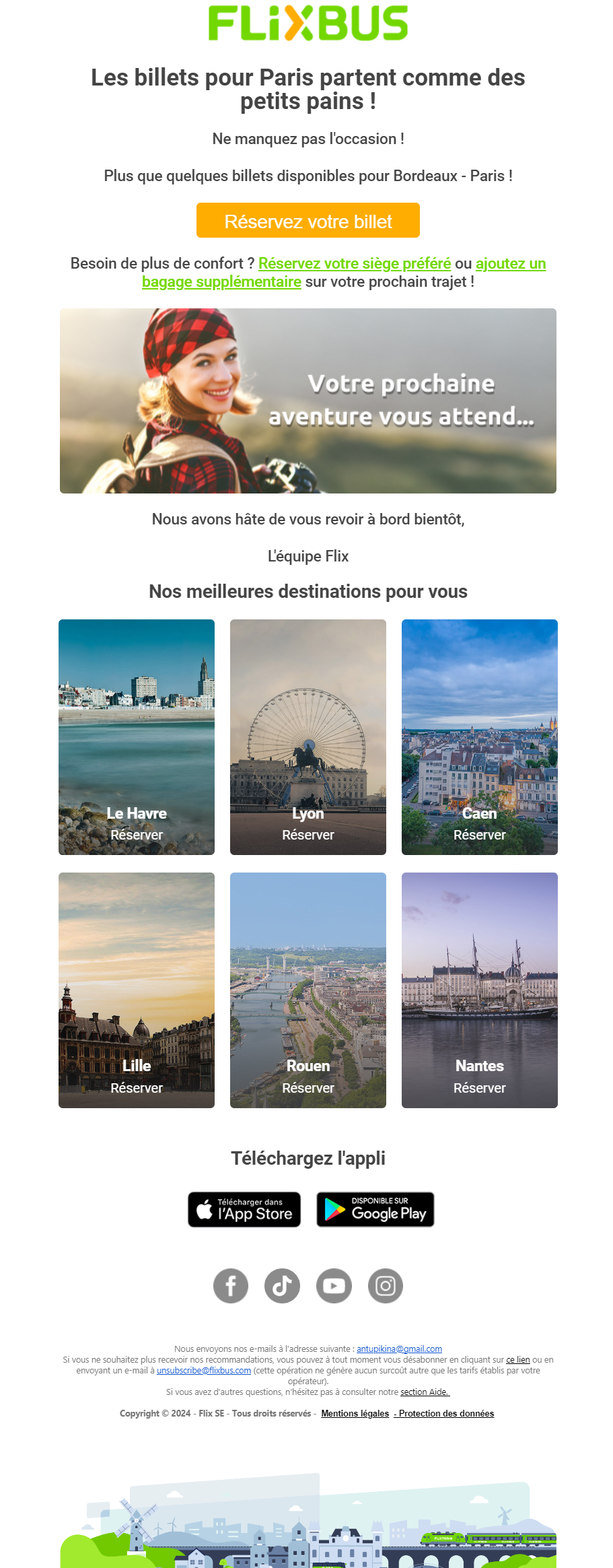 Un email bref de Flixbus