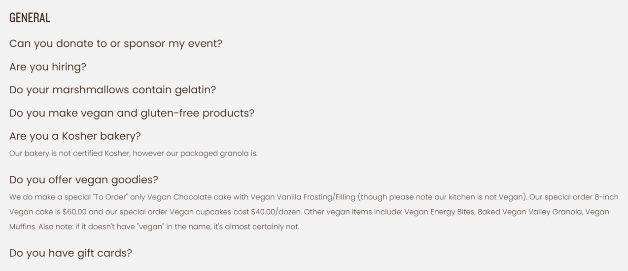 FAQ section FAQ section