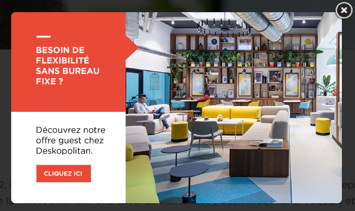 Une pop-up pour le lead nurturing de Deskopolitan
