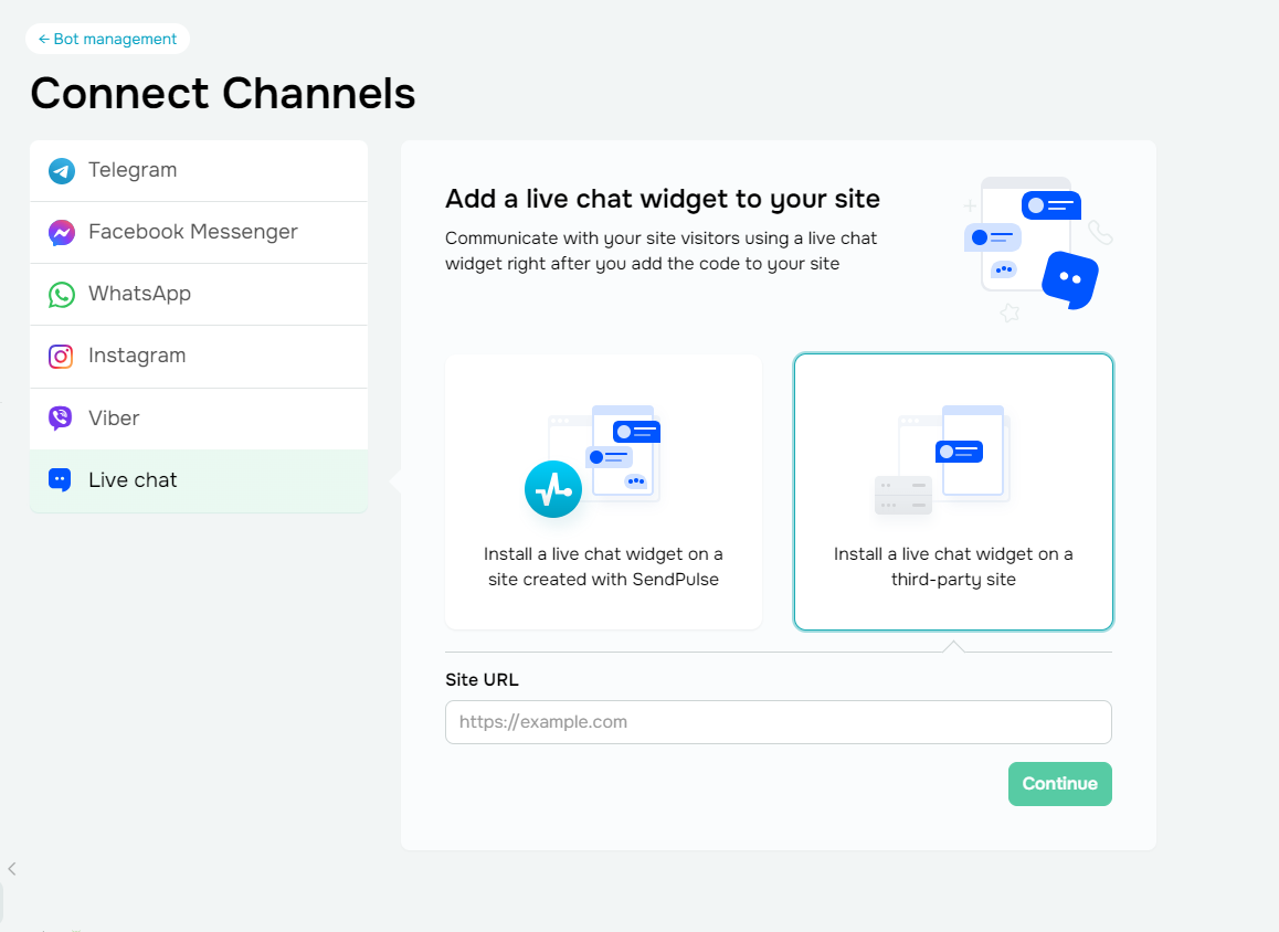 Connecting a new chatbot Connecting a new chatbot