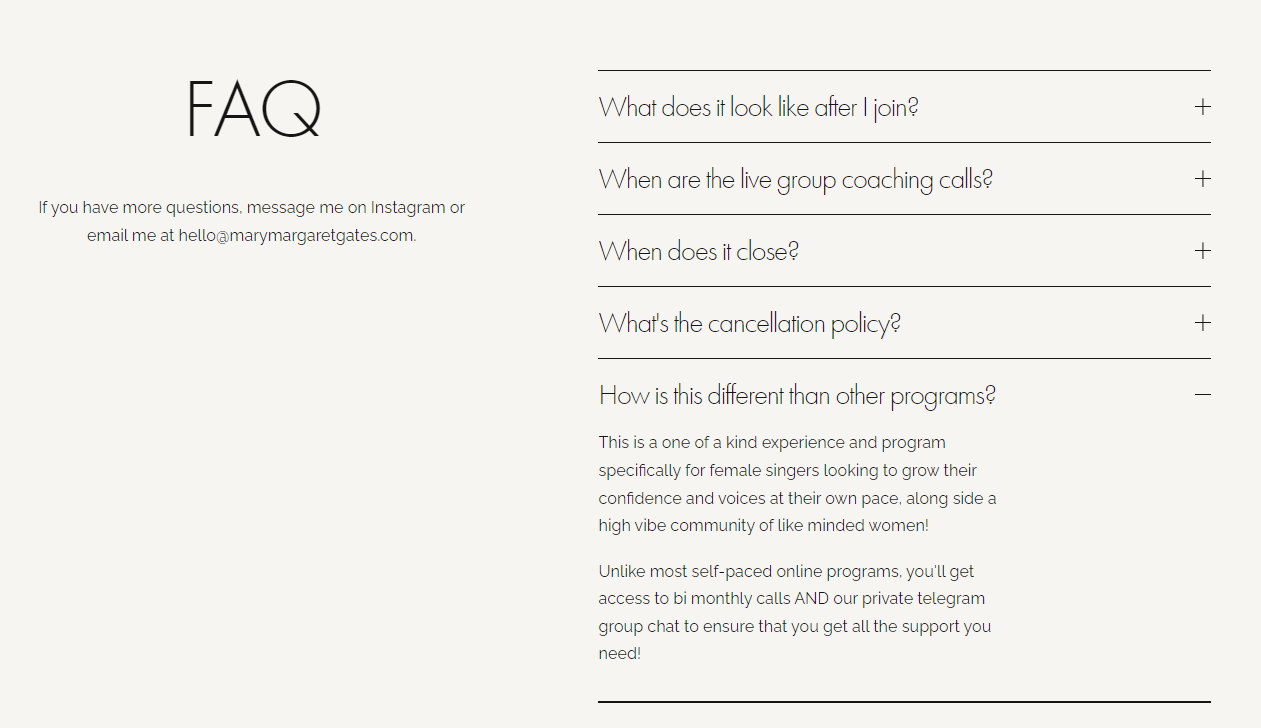 FAQ section FAQ section