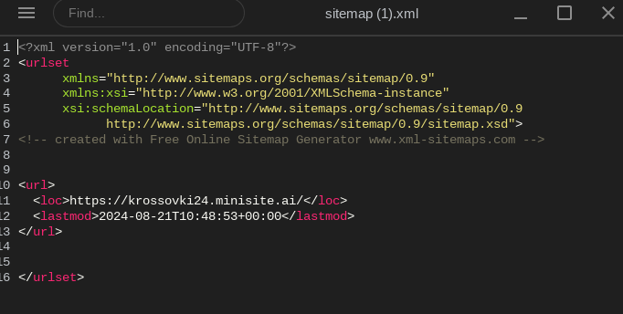 Карта сайта, сгенерированная специальным сервисом
