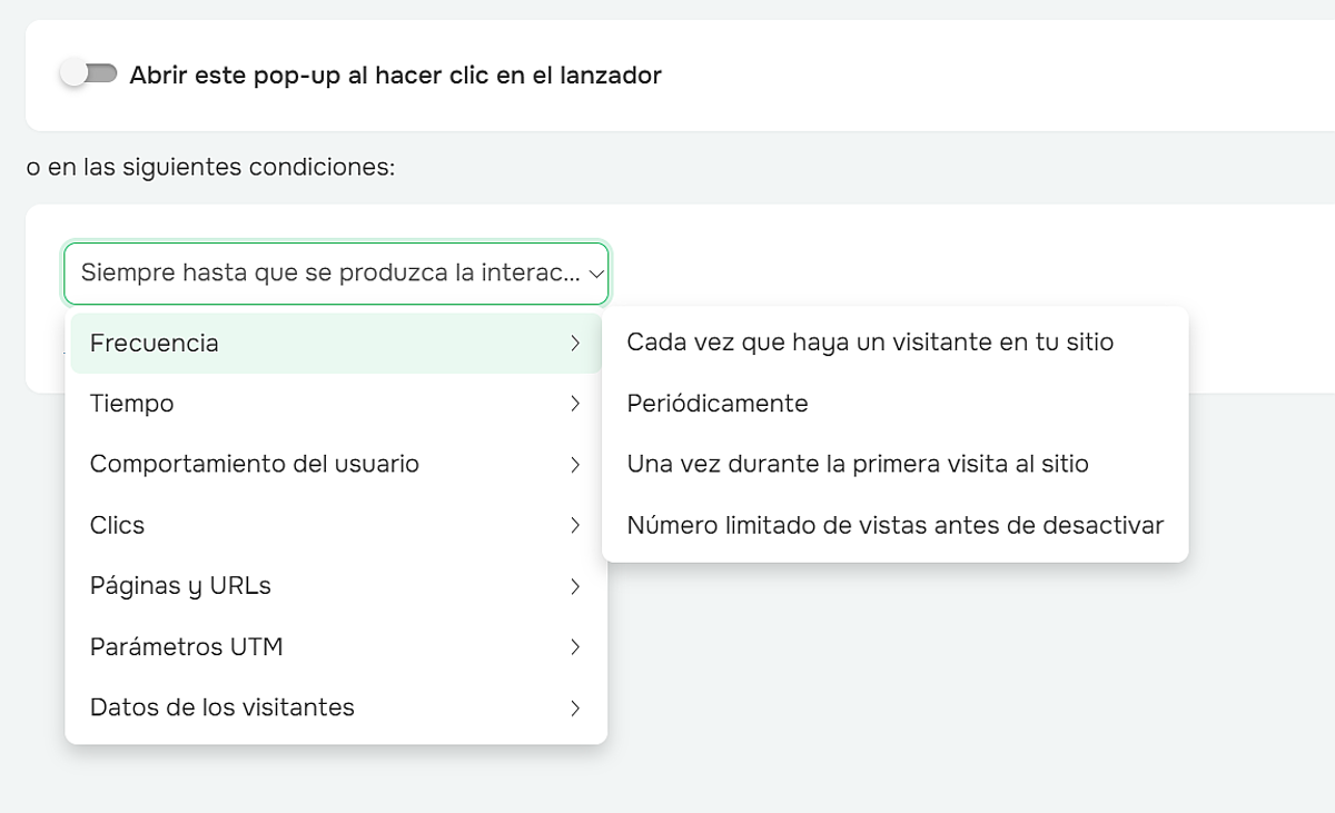 Es importante delimitar las condiciones para visualizar el widget en tu sitio web Es importante delimitar las condiciones para visualizar el widget en tu sitio web