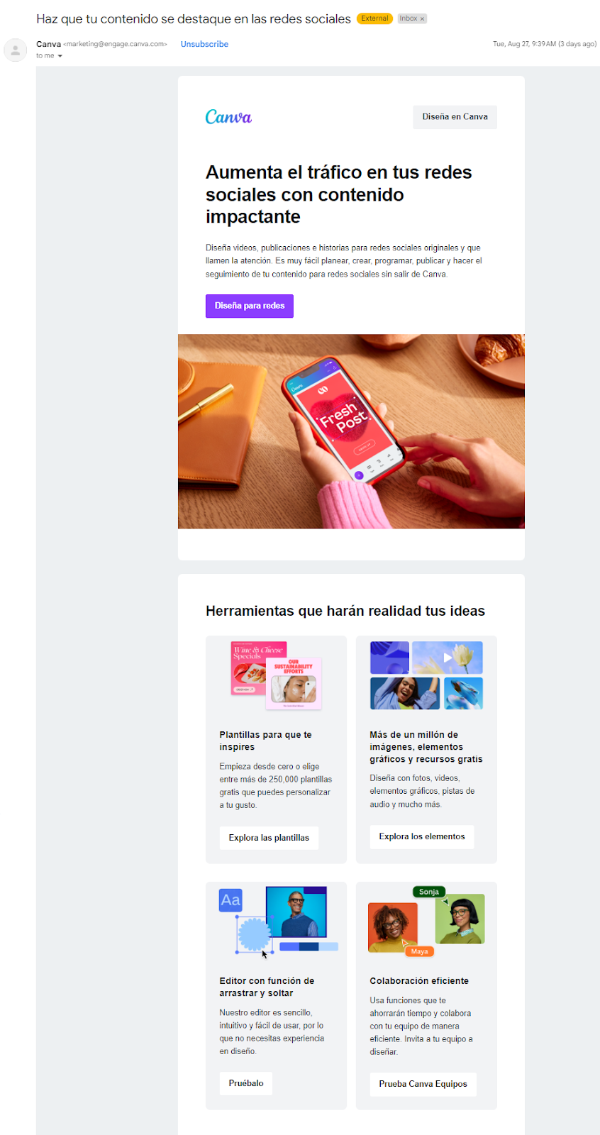 Canva utiliza diseños de email marketing efectivos y atractivos Canva utiliza diseños de email marketing efectivos y atractivos