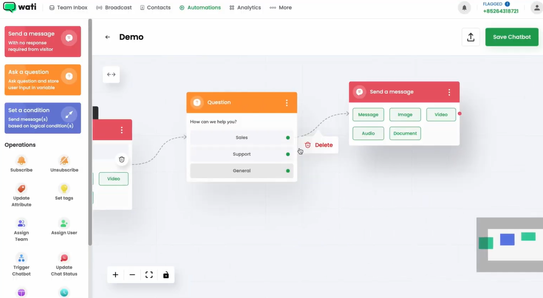 Wati permite tener chatbots para WhatsApp efectivos y fáciles de usar Wati permite tener chatbots para WhatsApp efectivos y fáciles de usar