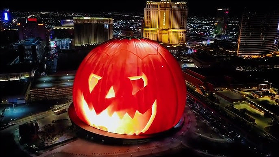 The Sphere en Las Vegas se disfrazó espectacularmente para Halloween