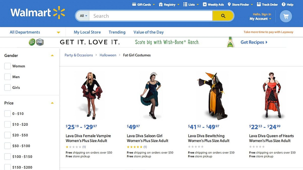 Walmart pensó en la peor forma de titular su línea de disfraces de Halloween