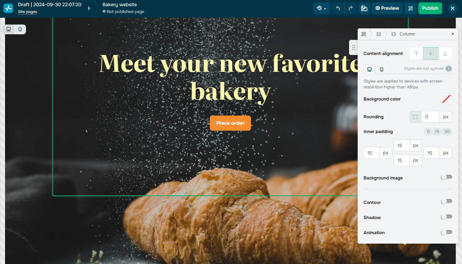 Creating a bakery website Creating a bakery website