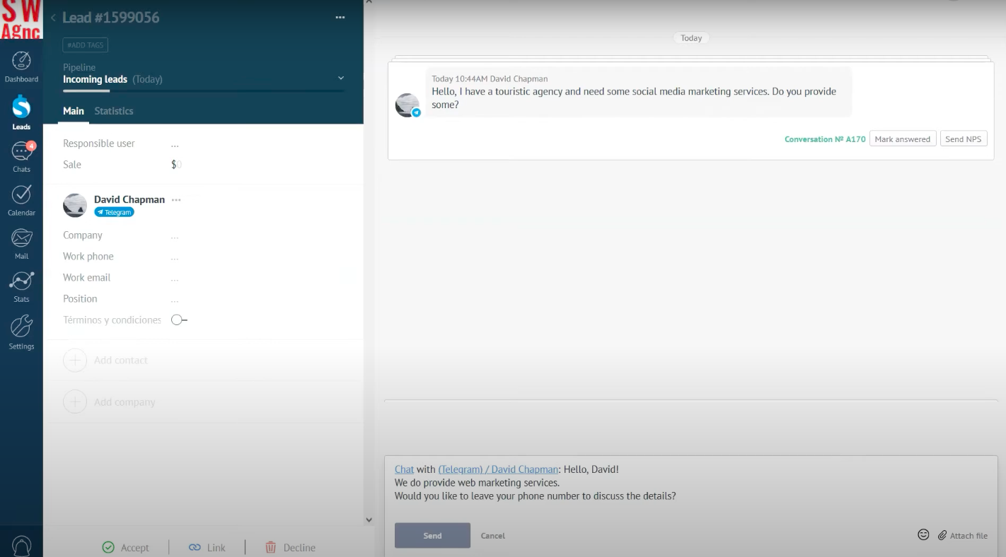 Telegram CRM in Kommo Telegram CRM in Kommo