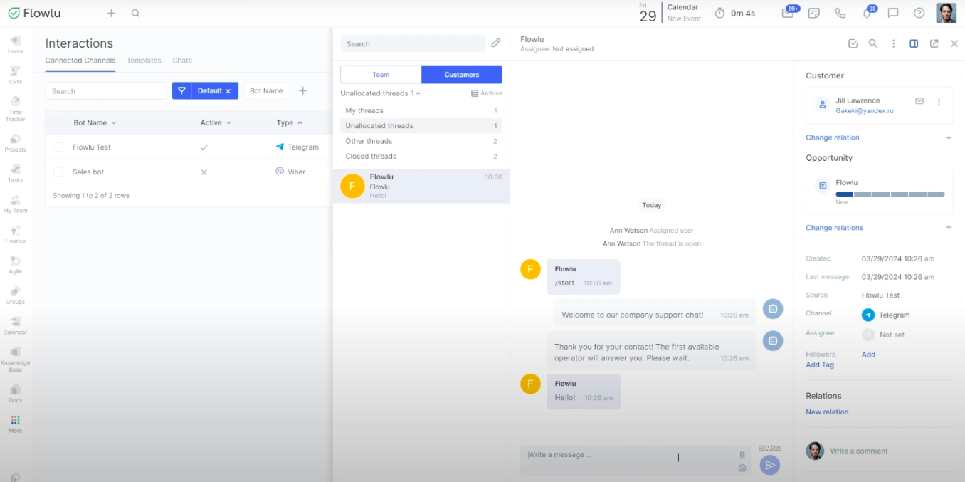 Managing Telegram messages in crm Managing Telegram messages in crm