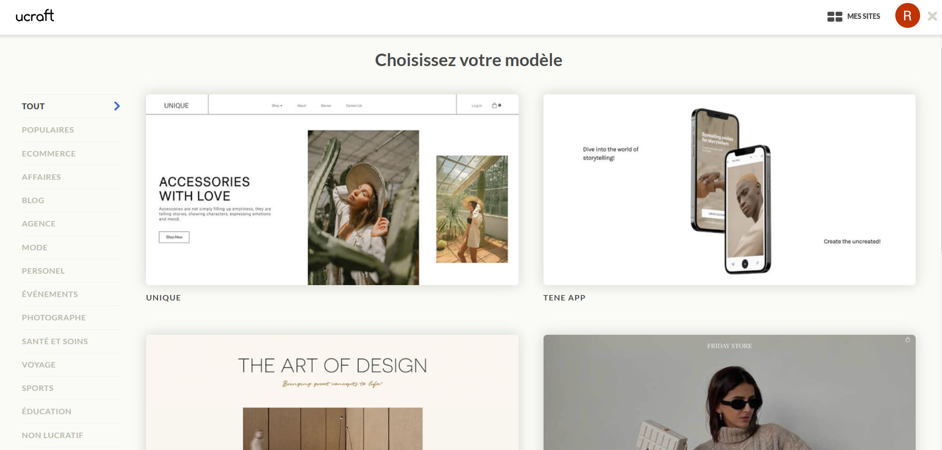 Alternative à Webflow : Ucraft