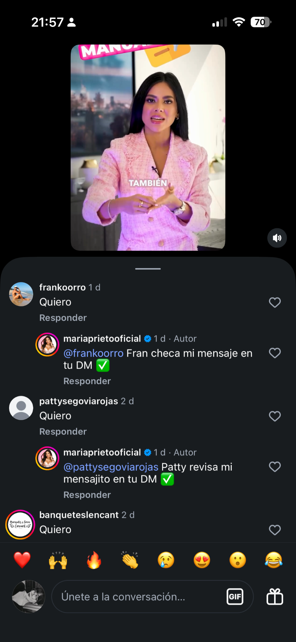 Respuesta automática para comentarios en un reel de Instagram