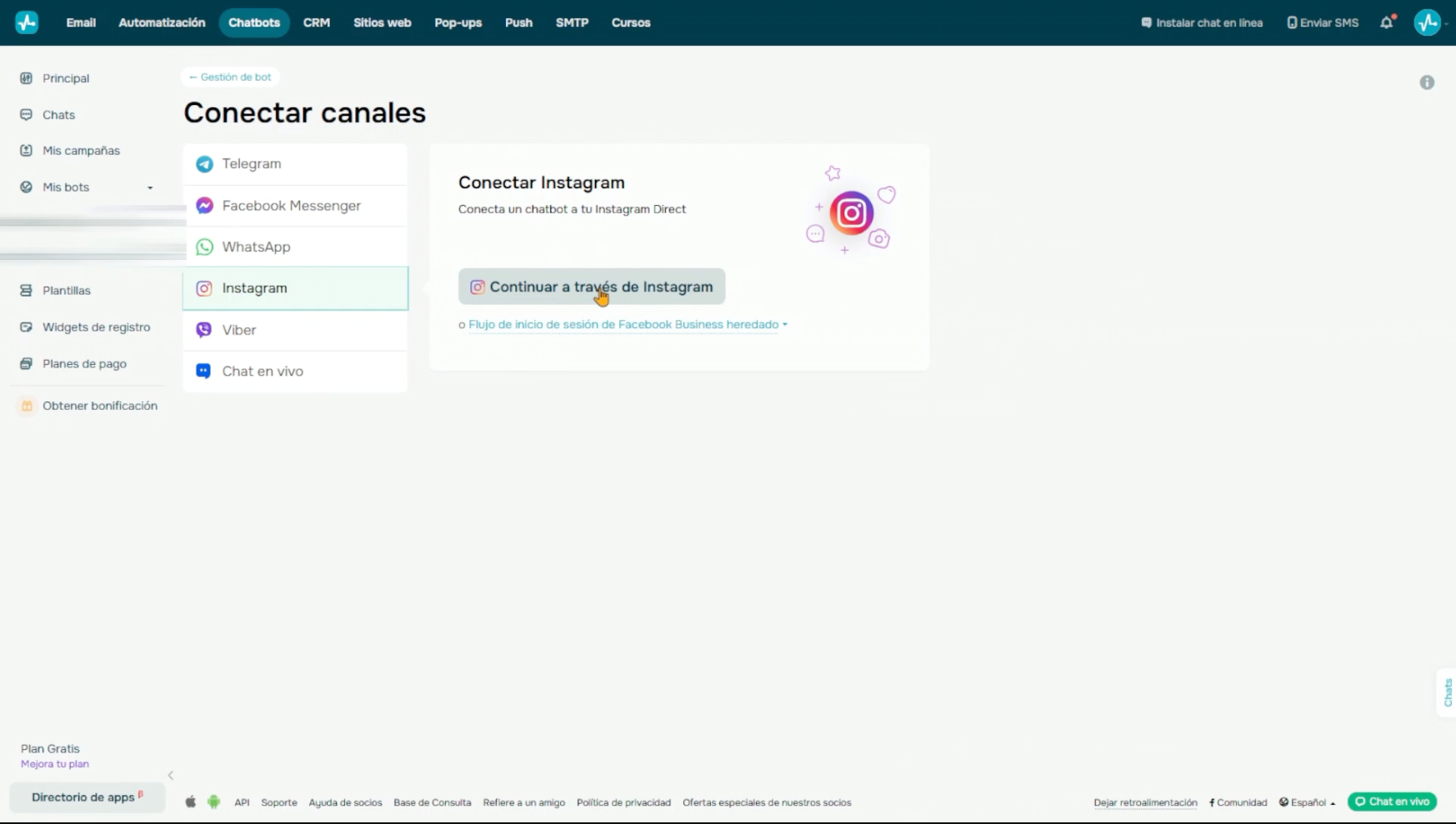 Conectar tu cuenta de Instagram