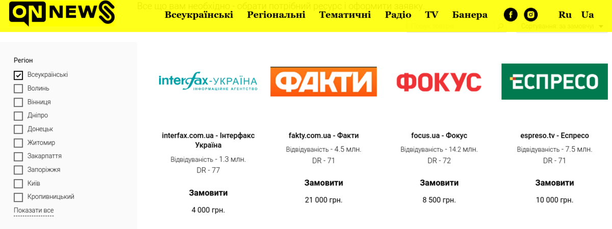 Ціни на публікацію статей з беклінками у топових ЗМІ Ціни на публікацію статей з беклінками у топових ЗМІ