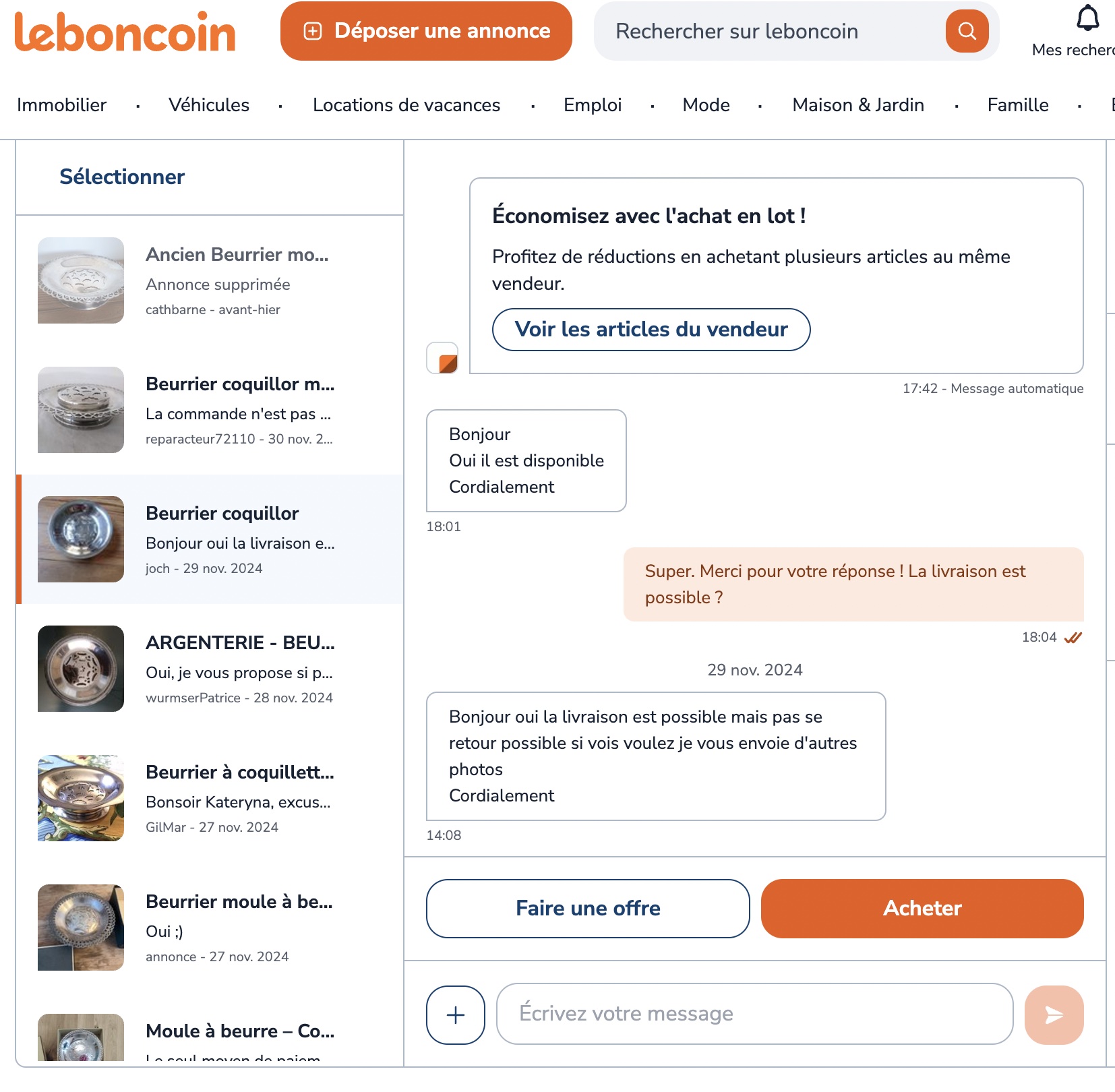 En cherchant une moule à beurre sur Leboncoin, une cliente a comparé les prix proposés par différents vendeurs