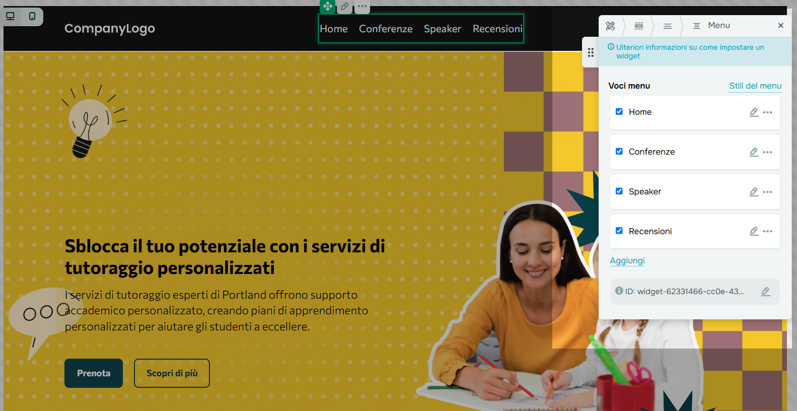 menu di un sito web menu di un sito web
