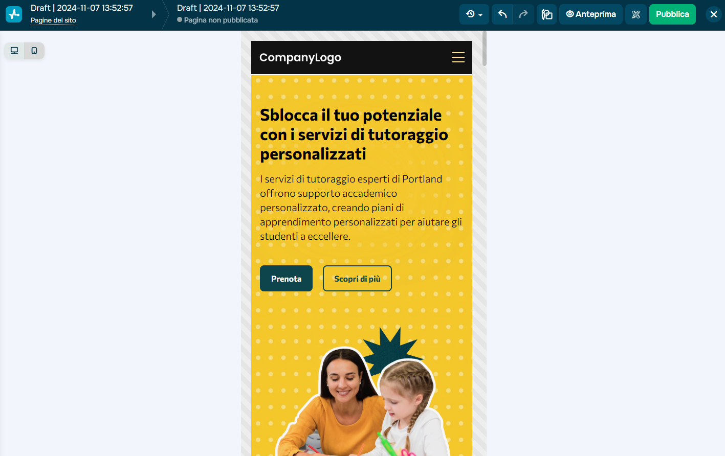 versione mobile del sito web versione mobile del sito web