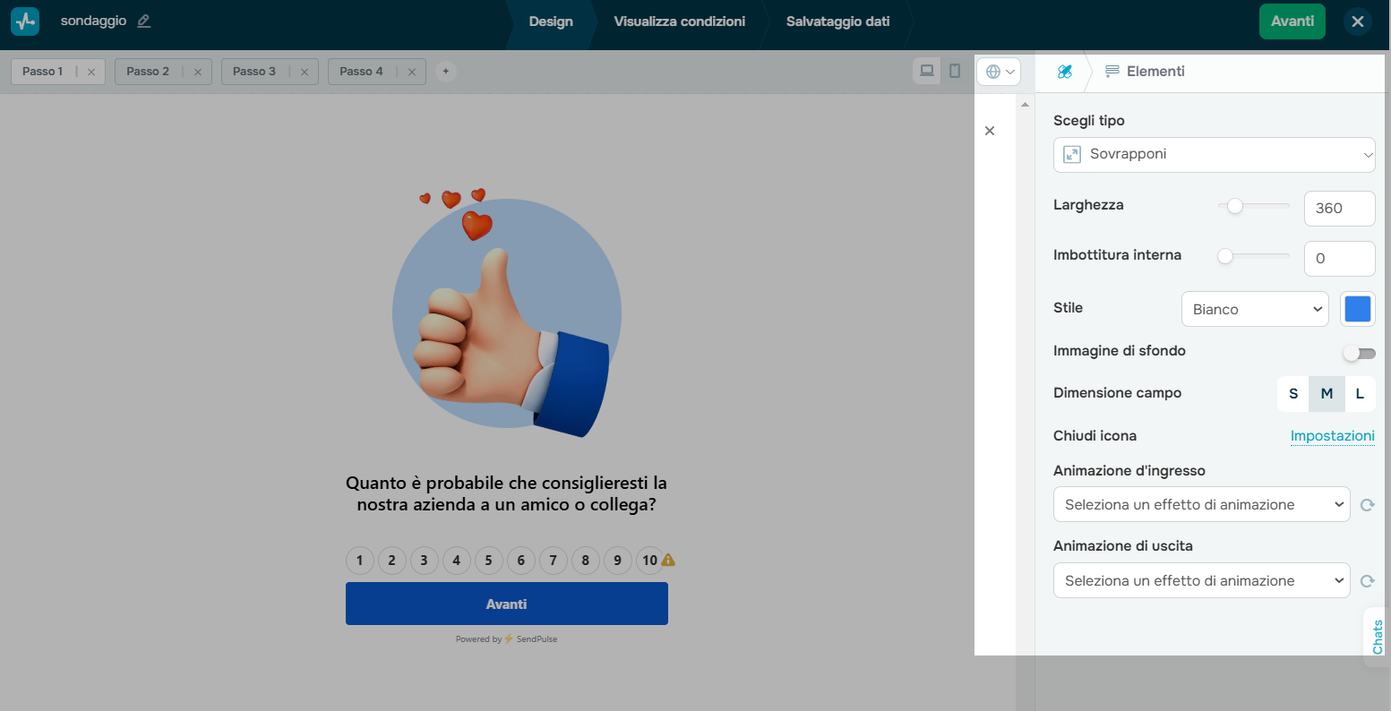 aspetto del sondaggio 