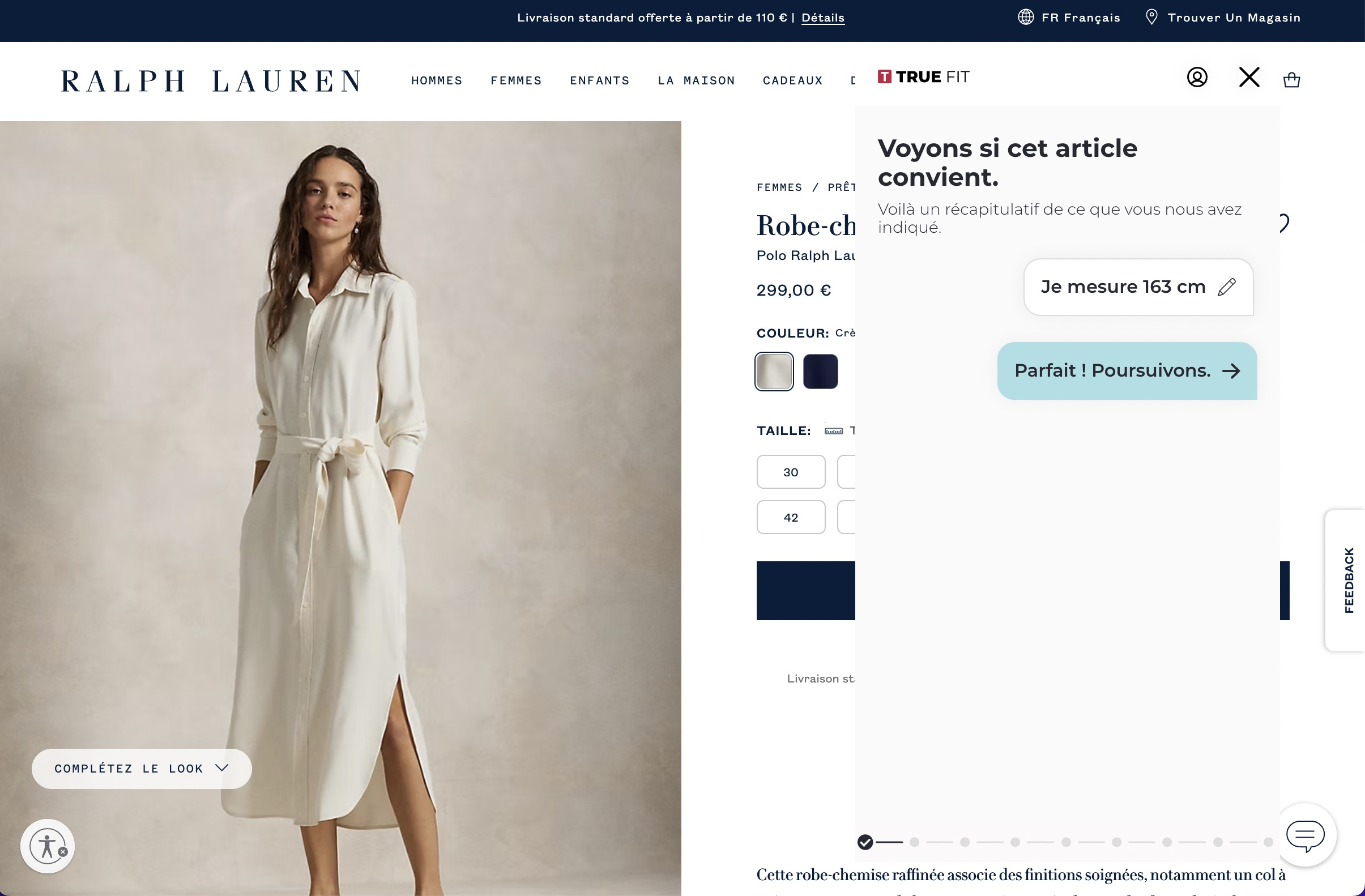 Sur chaque page de vêtements Ralph Lauren, vous pouvez cliquer sur l'outil de taille de vêtements Sur chaque page de vêtements Ralph Lauren, vous pouvez cliquer sur l'outil de taille de vêtements