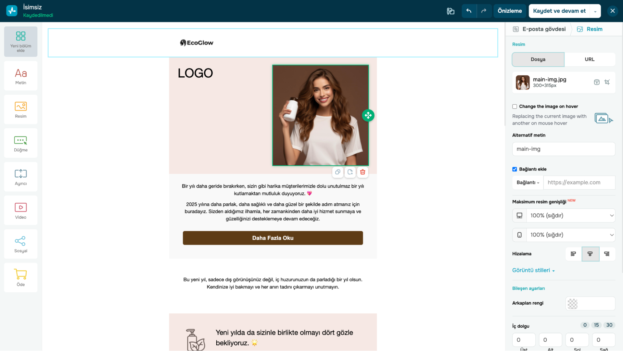 yılın değerlendirme e-postası oluşturma