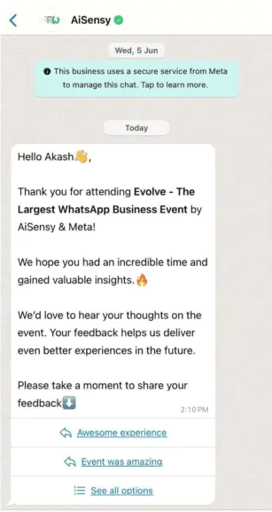 WhatsApp Commerce zum Sammeln von Feedback WhatsApp Commerce zum Sammeln von Feedback