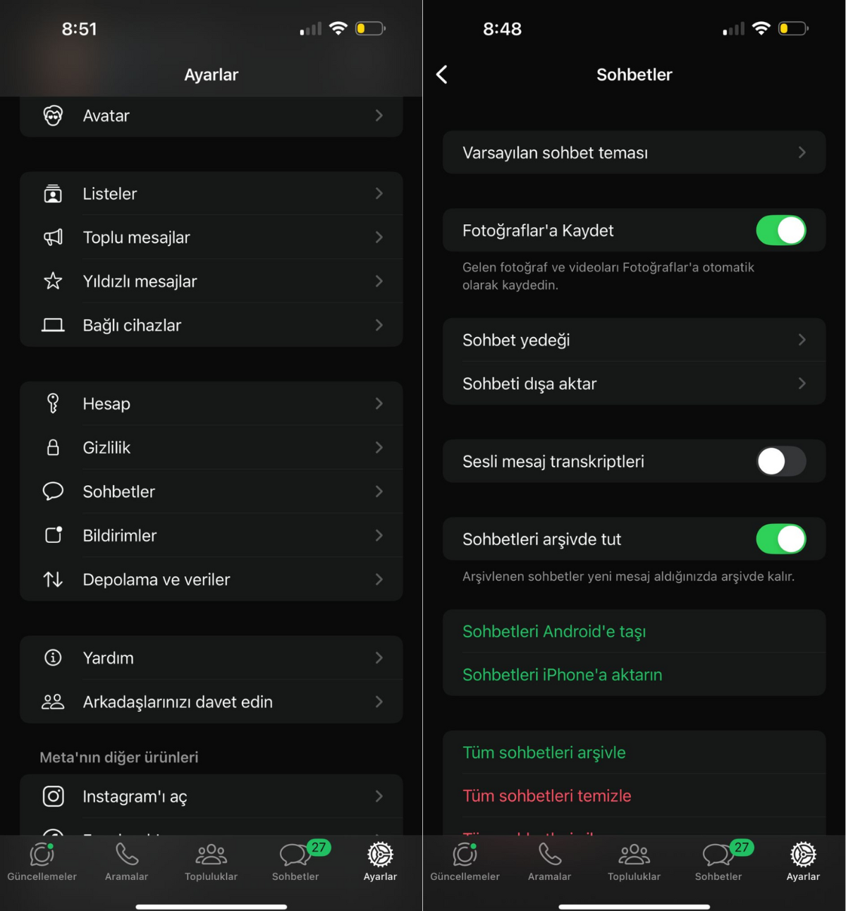 WhatsApp’ın sesli mesajları metne dönüştürme özelliğini açma