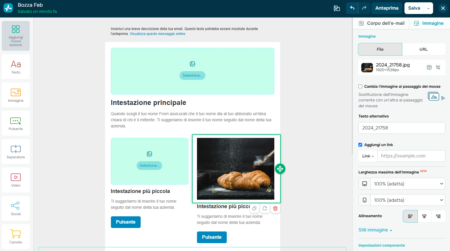 Impostazioni dell'elemento