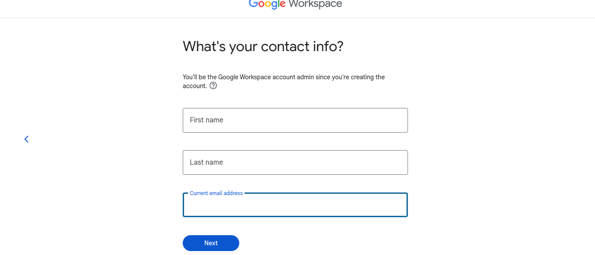 Форма для контактной информации в Google Workspace Форма для контактной информации в Google Workspace