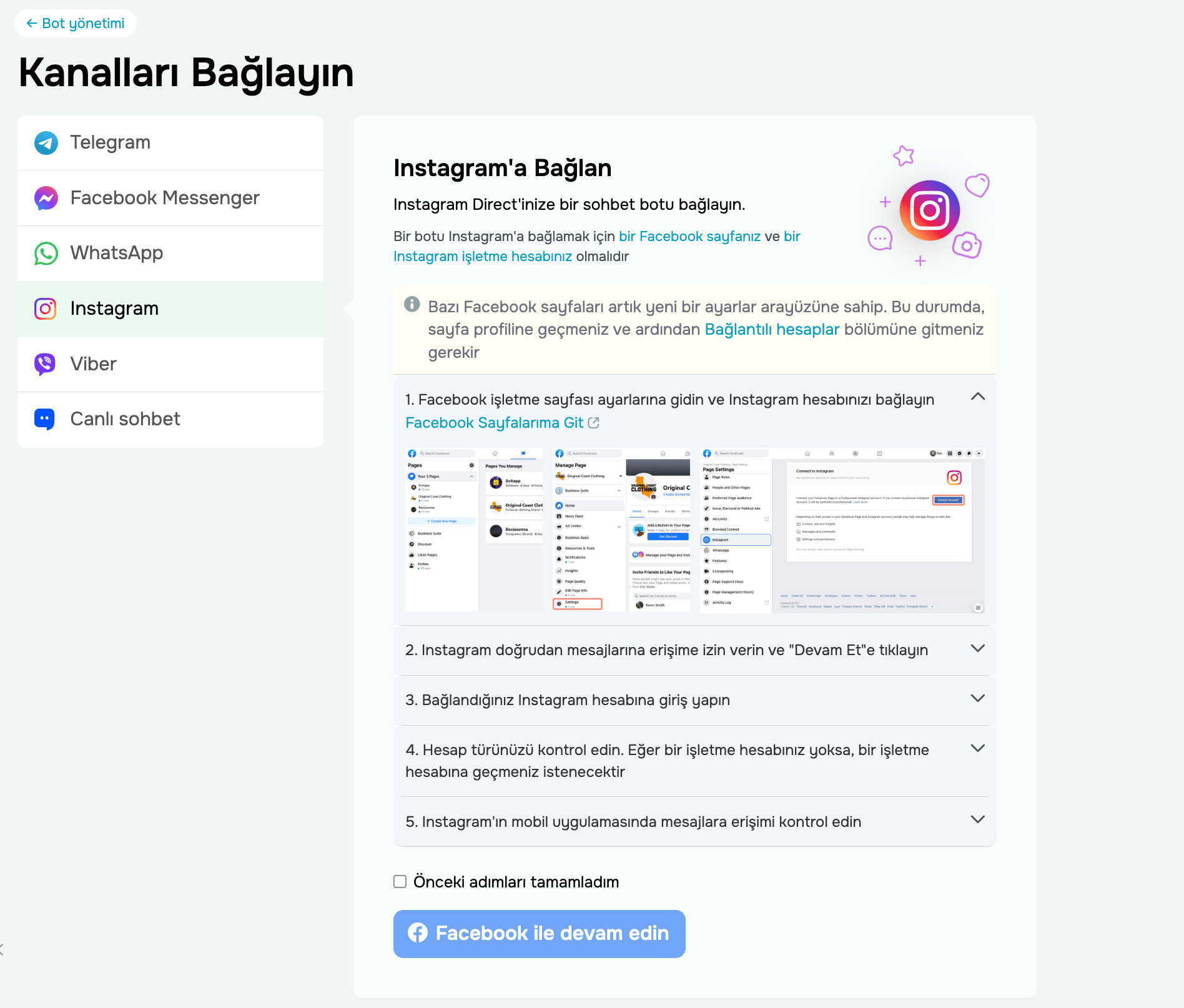 Kanalları bağlama Kanalları bağlama