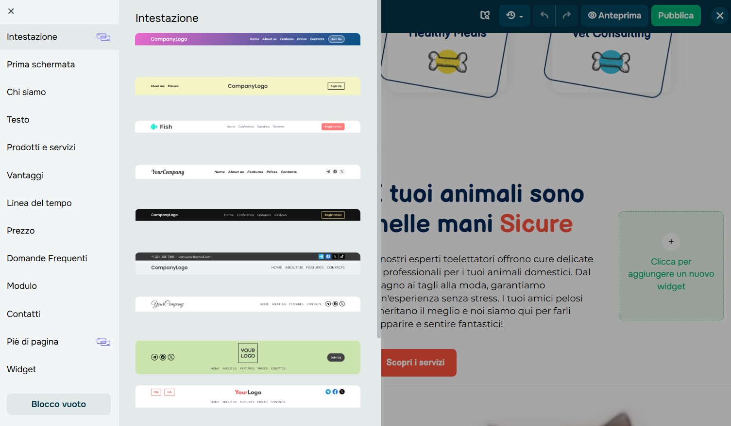 Modificazione di una pagina prodotto