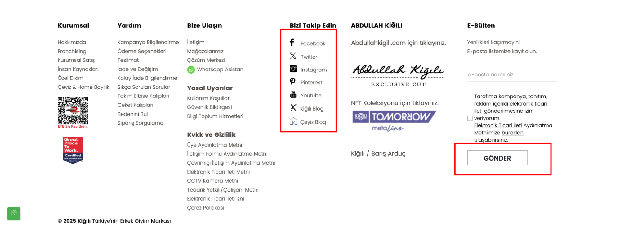 Kığılı'nın web sitesi altbilgisi tasarımı Kığılı'nın web sitesi altbilgisi tasarımı