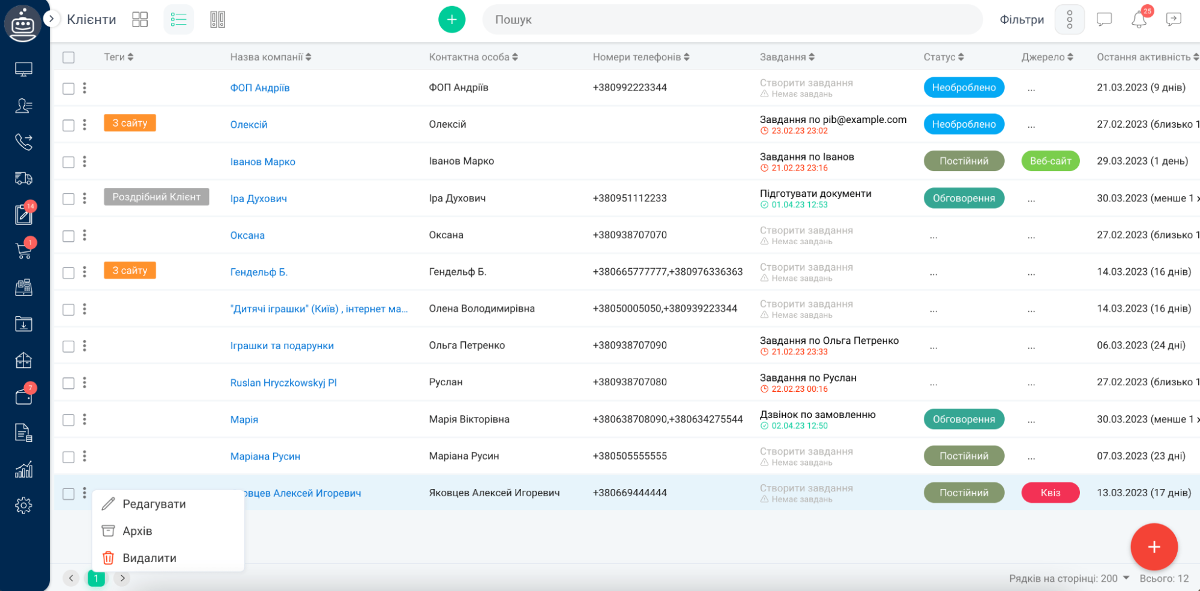 Інтерфейс KeepinCRM Інтерфейс KeepinCRM