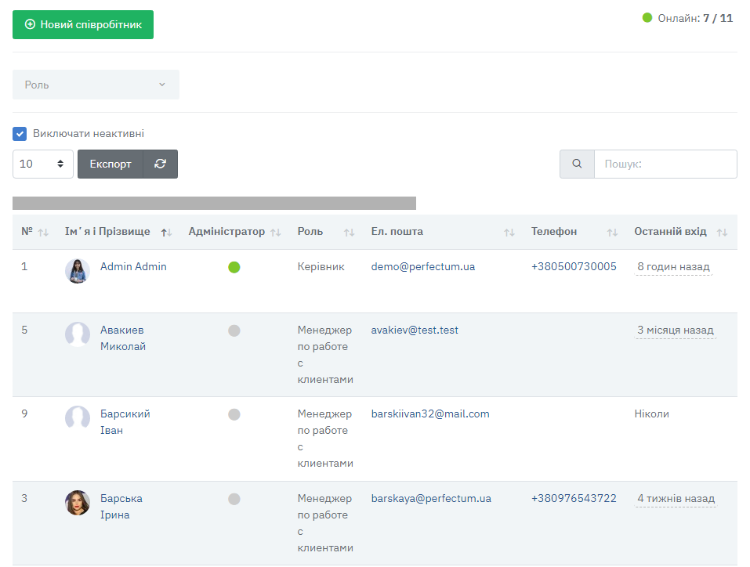 Інтерфейс Perfectum CRM. Джерело: Perfectum Інтерфейс Perfectum CRM. Джерело: Perfectum
