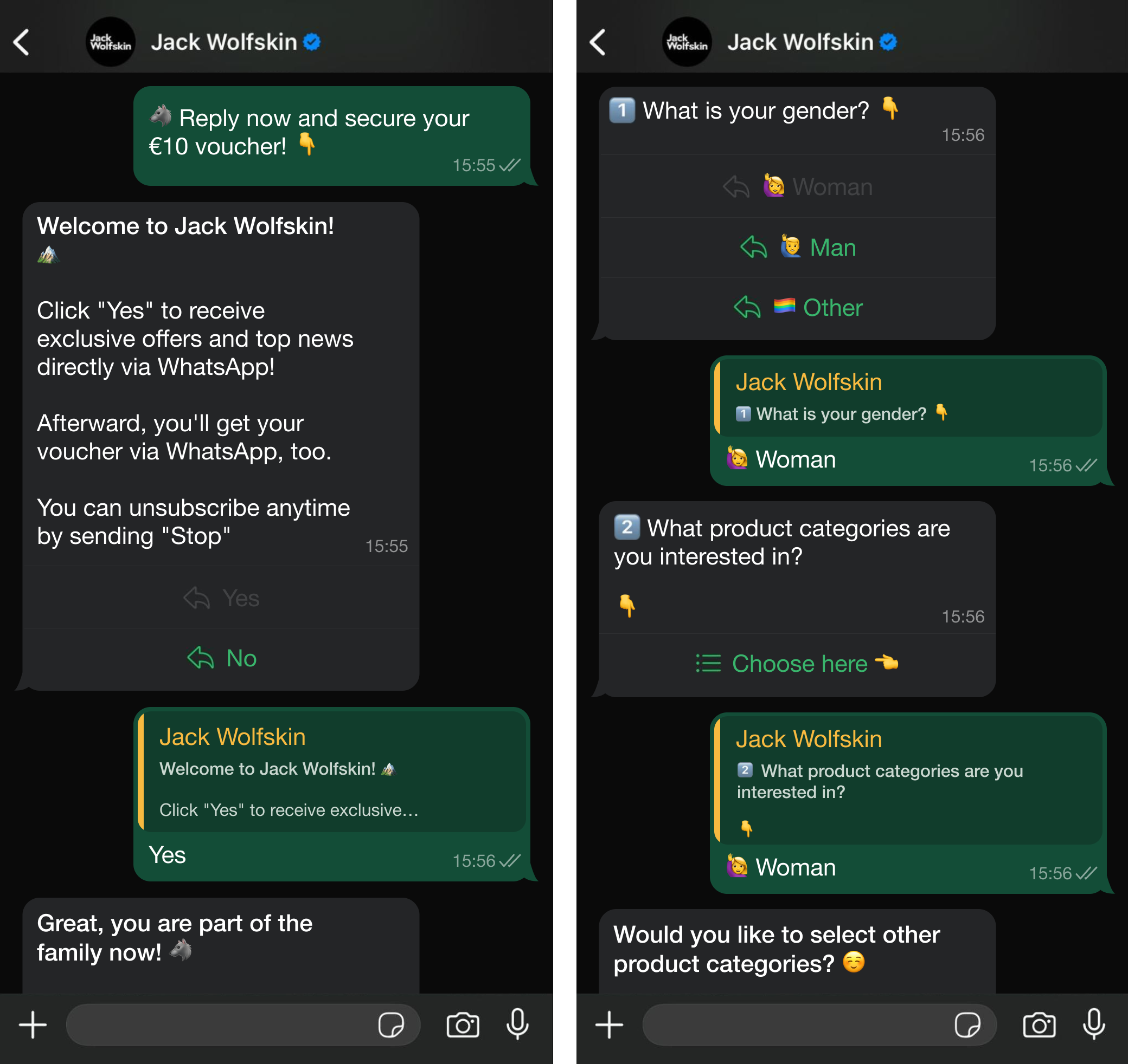 segment new subscribers on WhatsApp