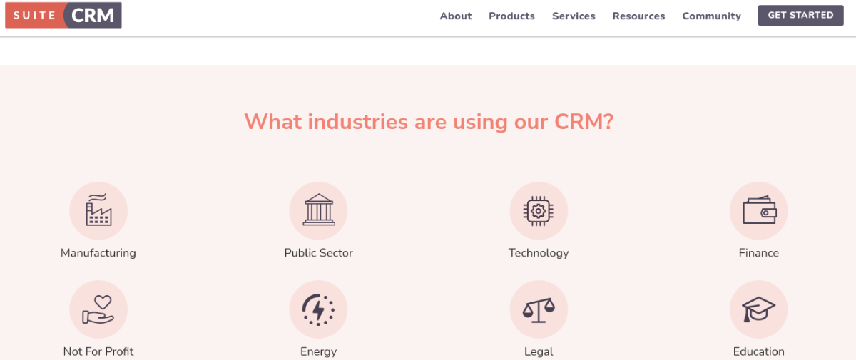Сторінка сервісу SuiteCRM Сторінка сервісу SuiteCRM