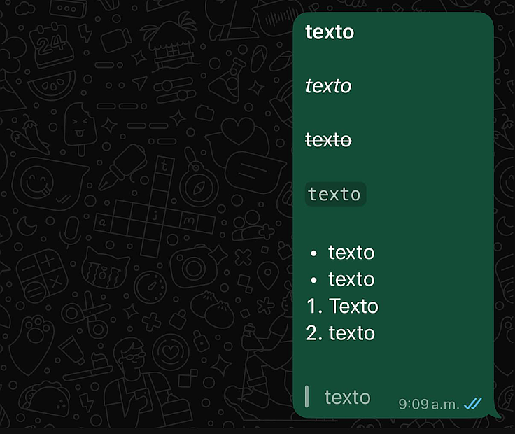 WhatsApp te permite distintas maneras de darle formato al texto