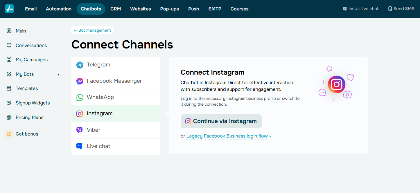 connecting instagram to sendpulse connecting instagram to sendpulse