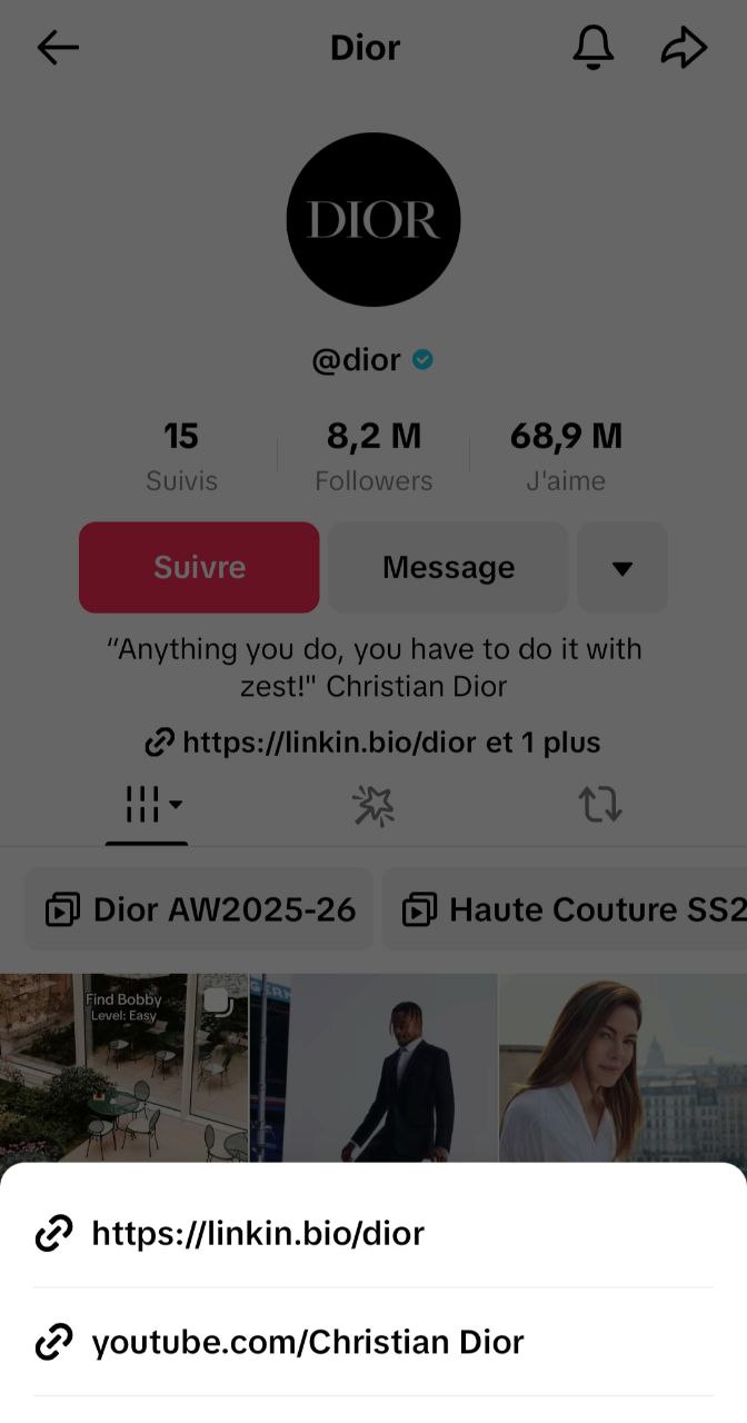 Liens dans le profil TikTok