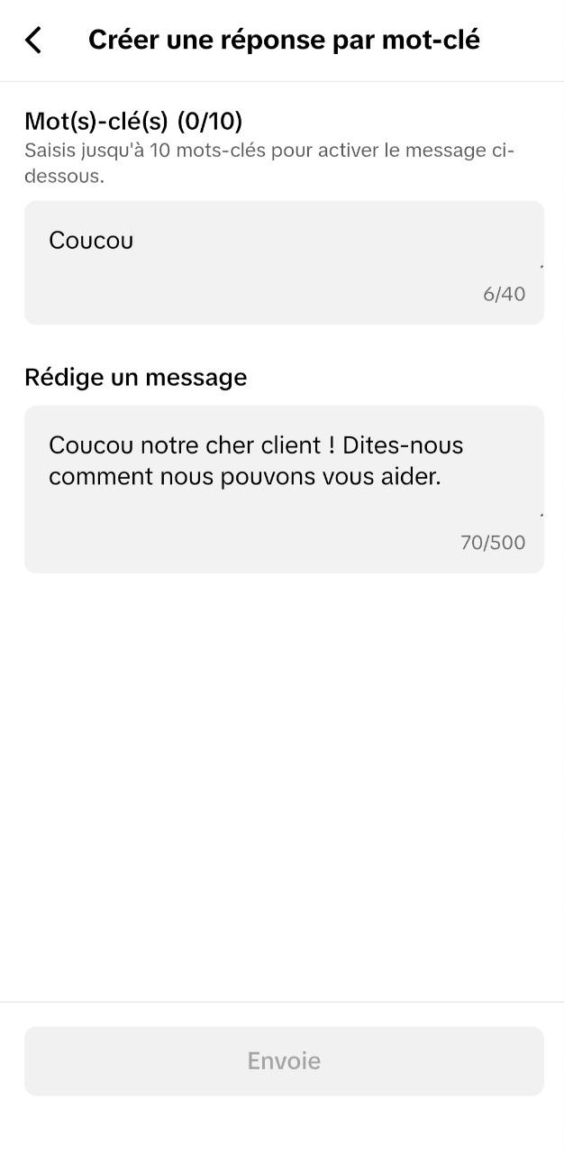 Configuration d’une réponse automatique