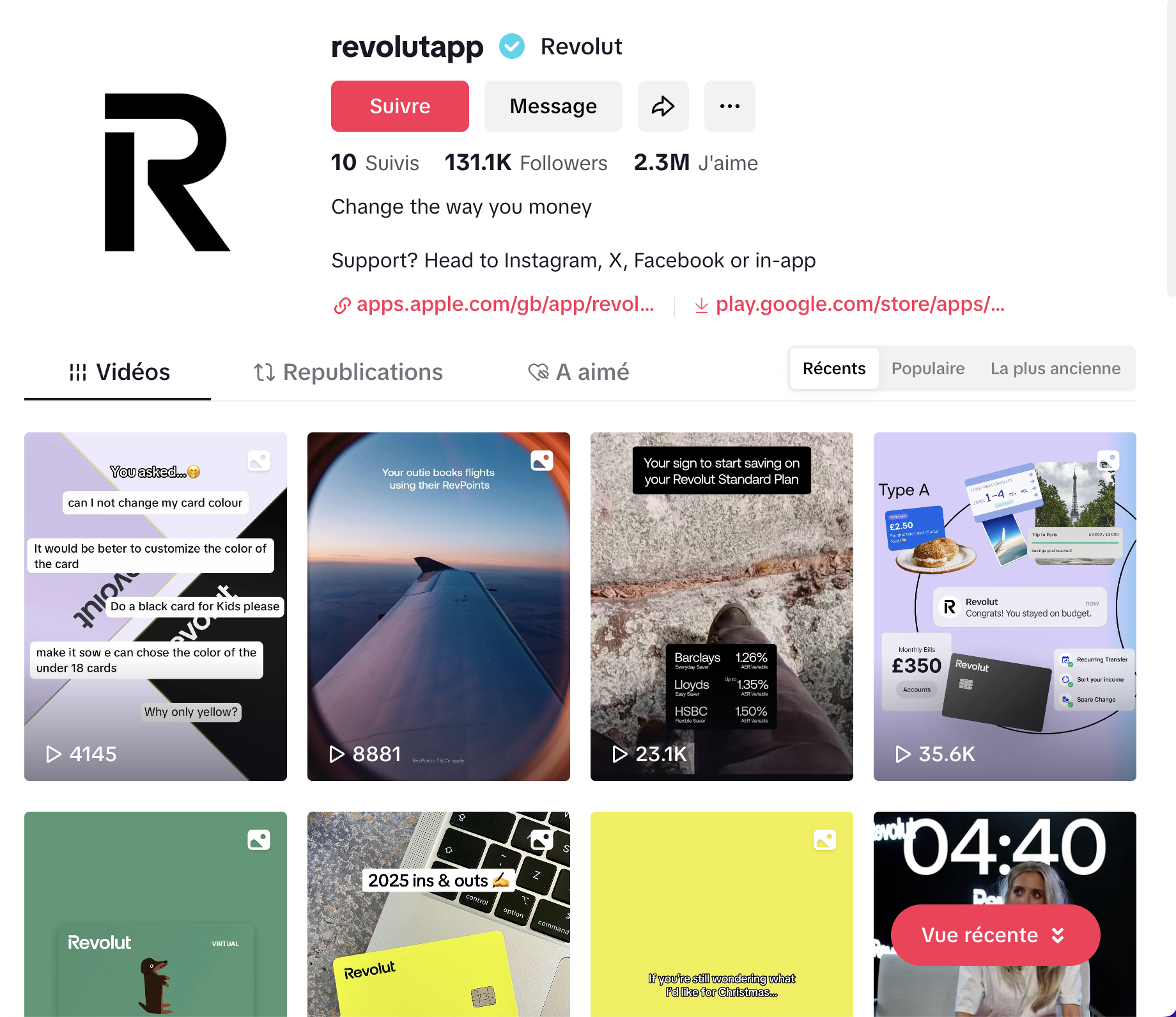 Le compte Revolut est un bon exemple de la manière de promouvoir les services financiers via TikTok