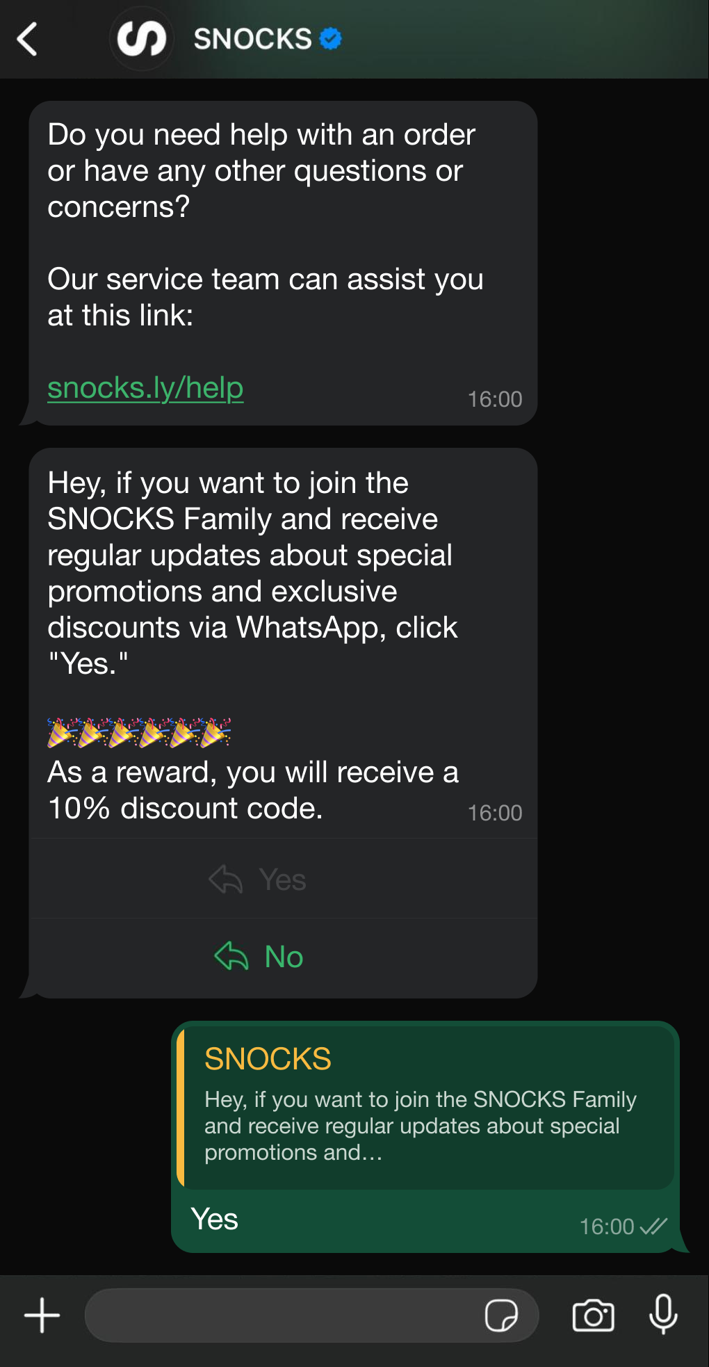 Signing up for WhatsApp newsletters