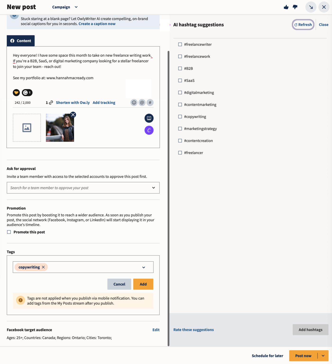 Scheduling a post Scheduling a post