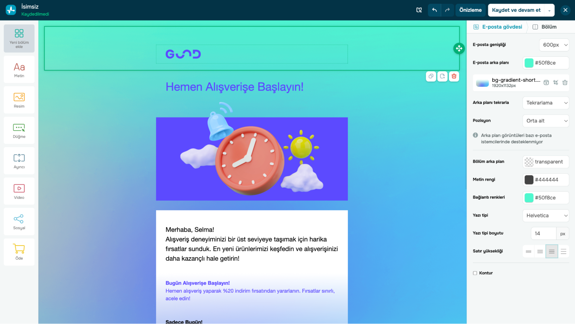 SendPulse'ta özel bir şablon oluşturma