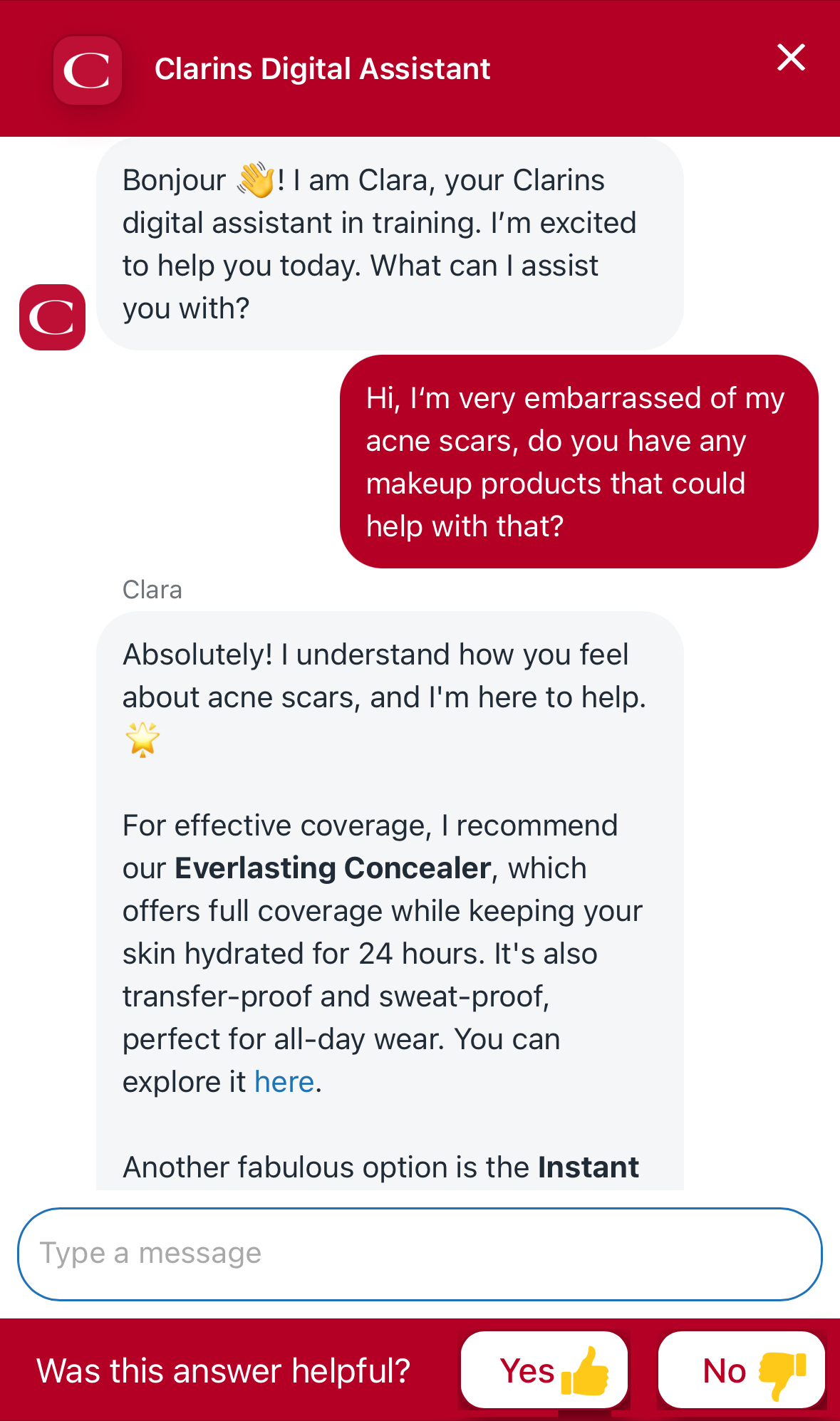 supportive AI chatbot by the skincare brand supportive AI chatbot by the skincare brand