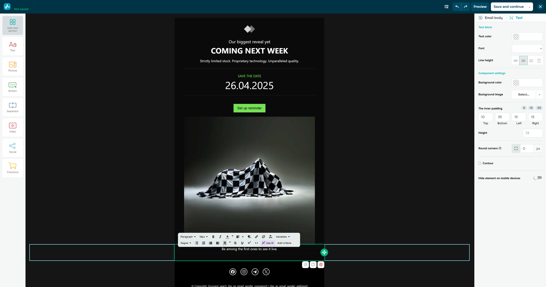 Creating a teaser email Creating a teaser email