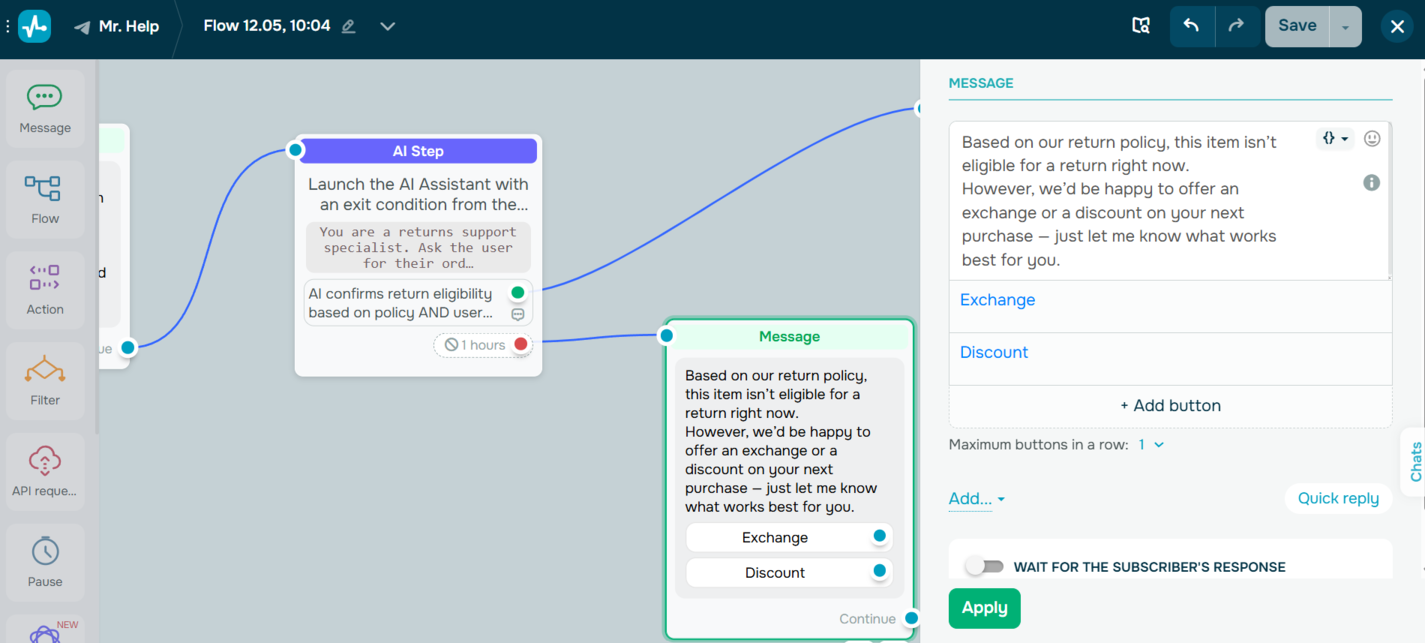 return alternatives via ai agent chatbot return alternatives via ai agent chatbot