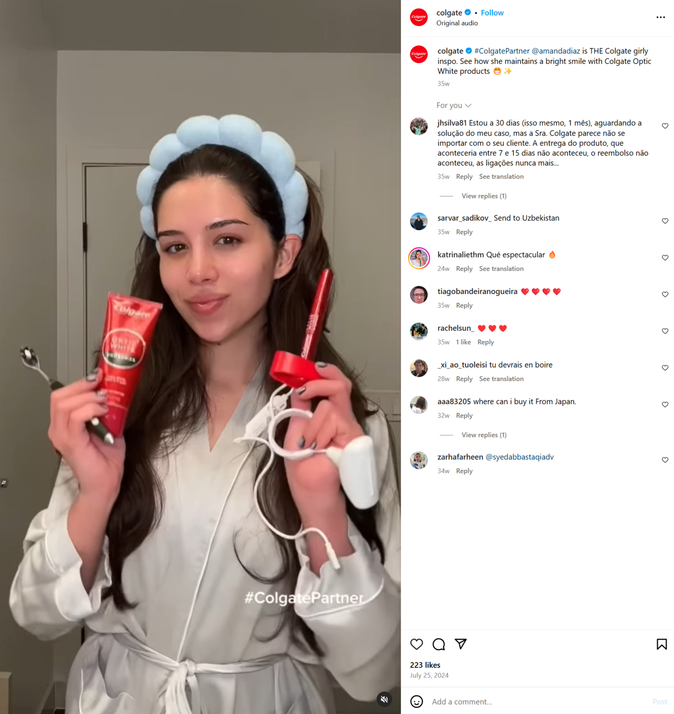 influencer reviewing and promoting a toothpaste brand influencer reviewing and promoting a toothpaste brand