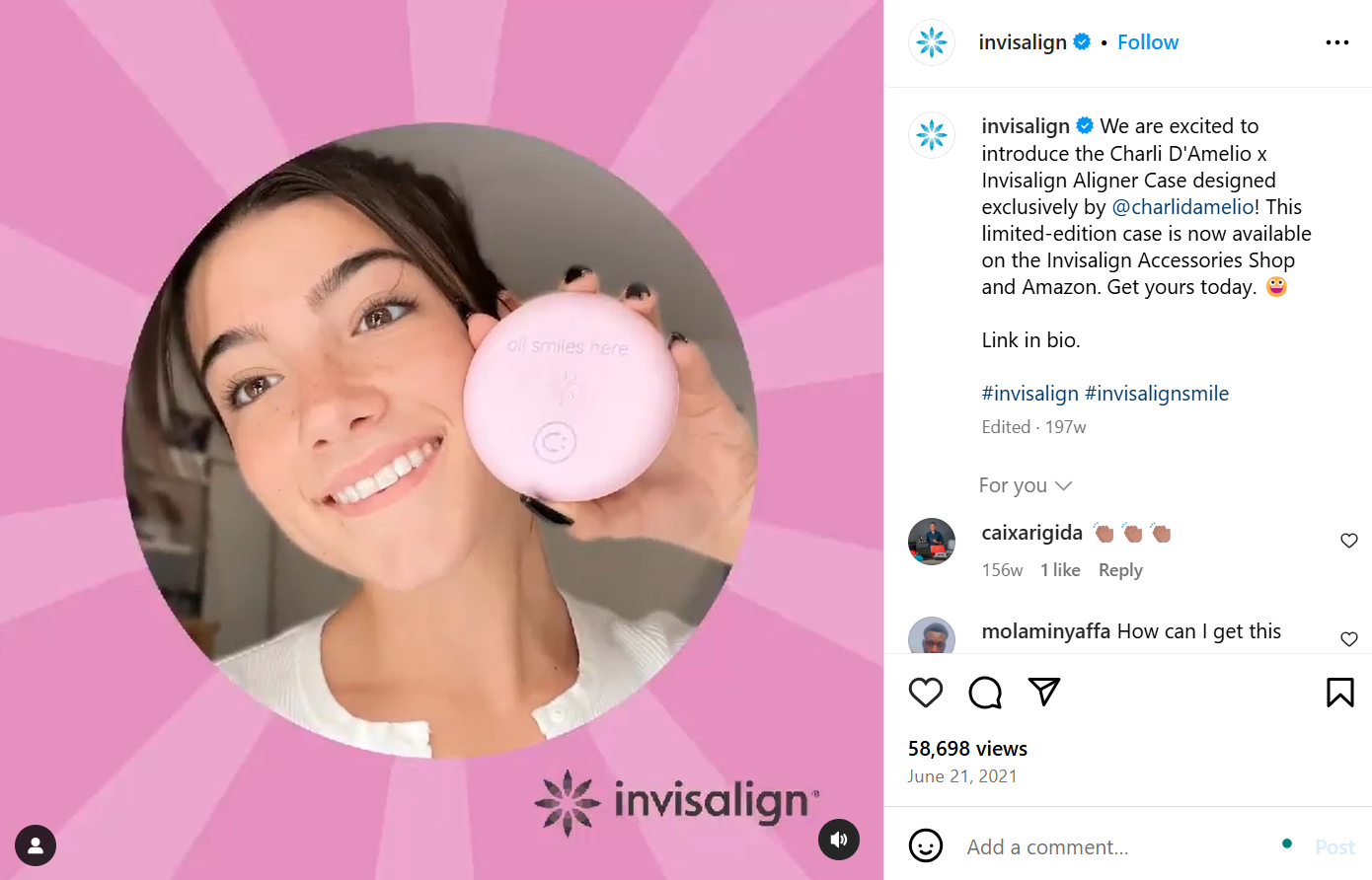 Invisalign collaboration with Charli D’Amelio Invisalign collaboration with Charli D’Amelio