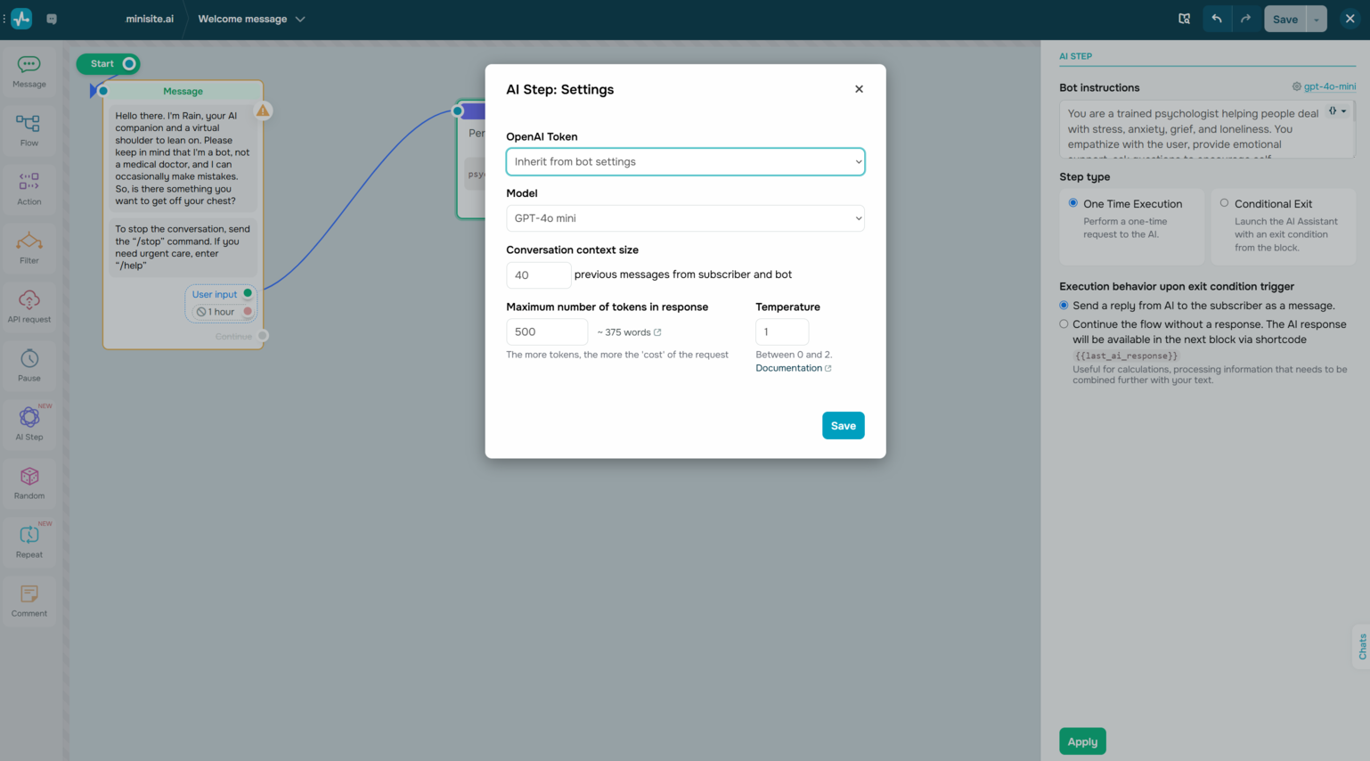 Setting up the chatbot’s AI model Setting up the chatbot’s AI model